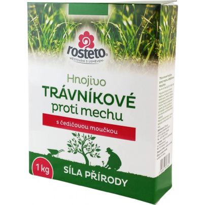 Hnojivo s čedičovou moučkou - trávníkové proti mechu - Rosteto - práškové hnojivo - 1 kg